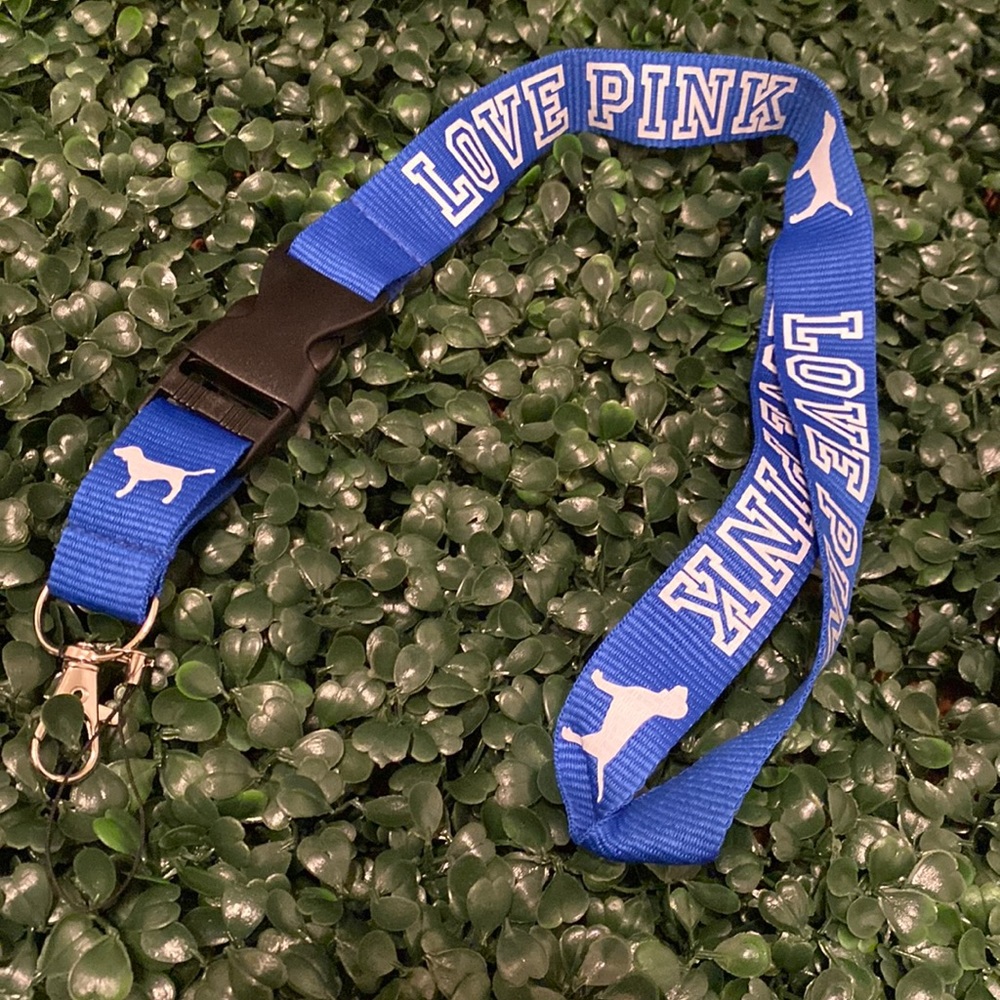Love Pink Detachable Lanyard Royal Blue & White